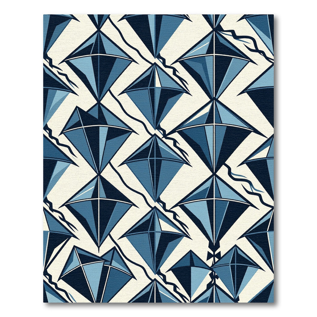 Geometric Navy Kite Diamond Rug