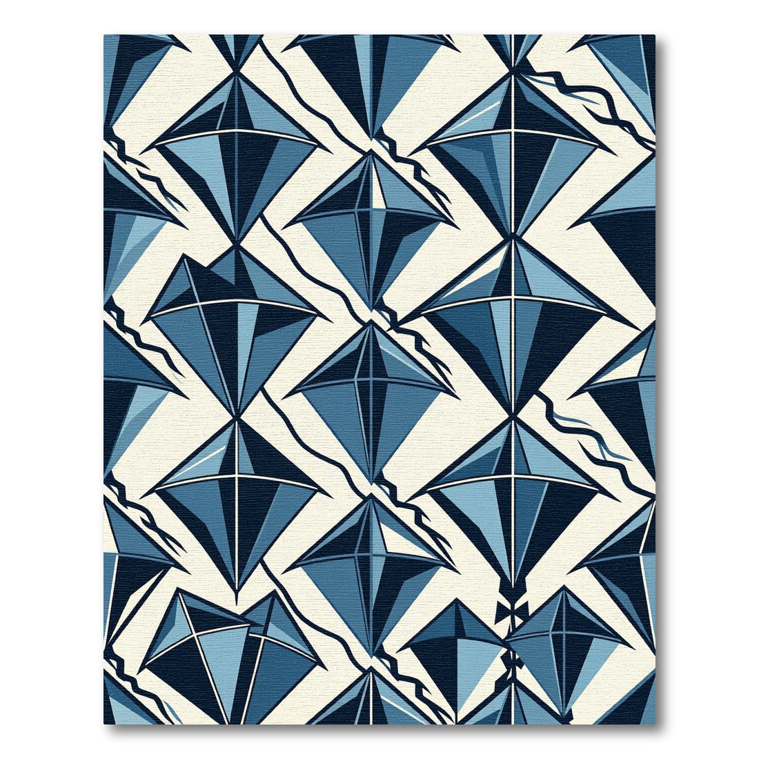 Geometric Navy Kite Diamond Rug