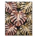 Rose Gold Metallic Monstera Tropical Leaves Rug