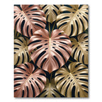 Rose Gold Metallic Monstera Tropical Leaves Rug