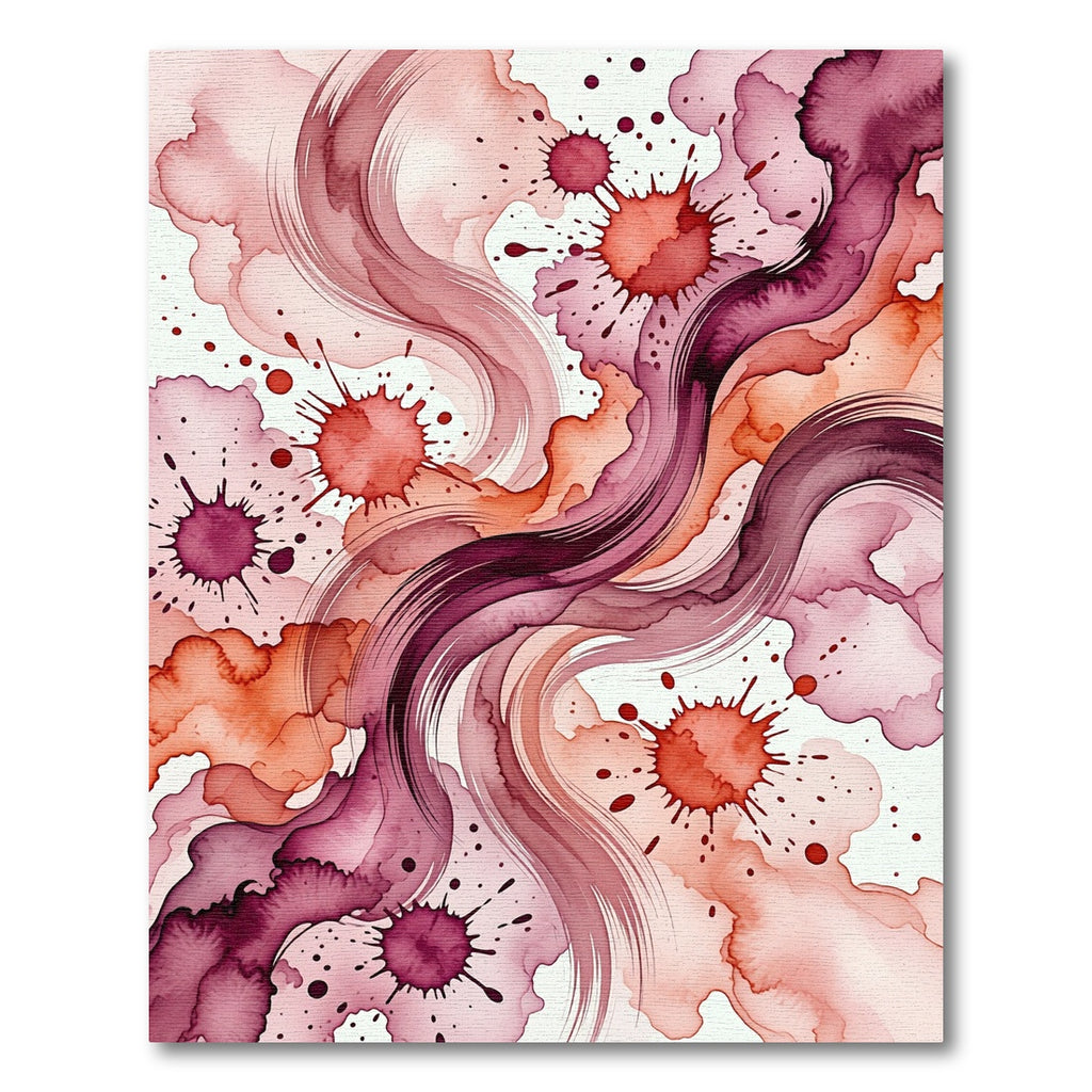 Abstract Crimson Wine Watercolor Fluid Flow Rug