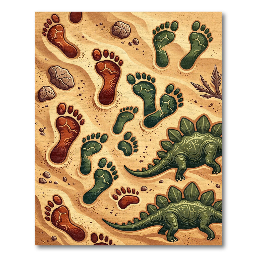 Dinosaur Footprint Earthy Tone Sand Rug