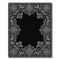 Ornate Silver Floral Medallion Border Rug