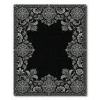 Ornate Silver Floral Medallion Border Rug