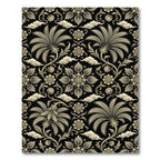 Golden Palm Tree Floral Swirls Rug