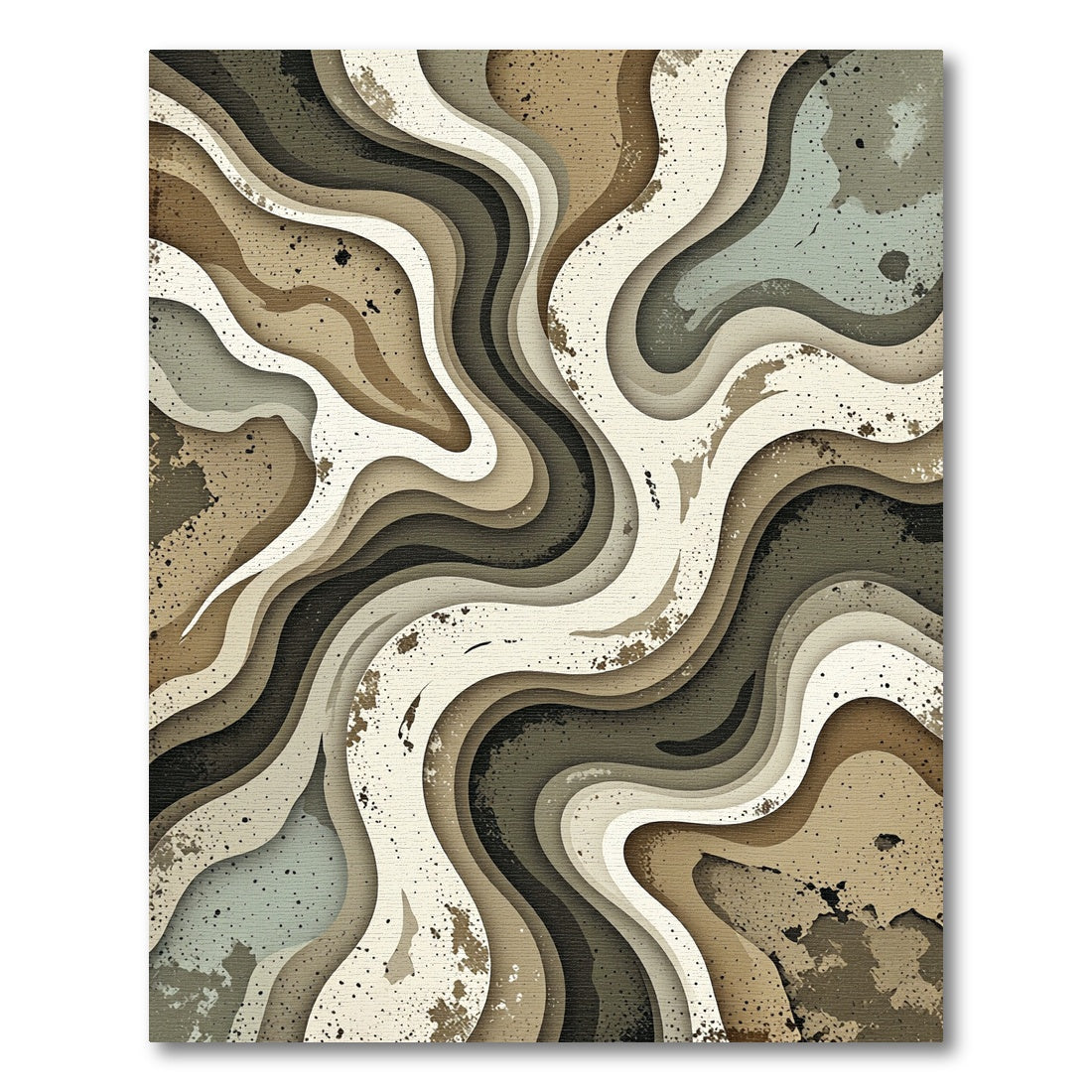 Earthy Tone Abstract Layered Wave Rug
