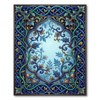 Ornate Sapphire Foliage Intertwining Bloom Rug