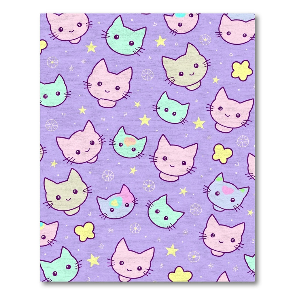Kawaii Pastel Cat Starry Meadow Rug
