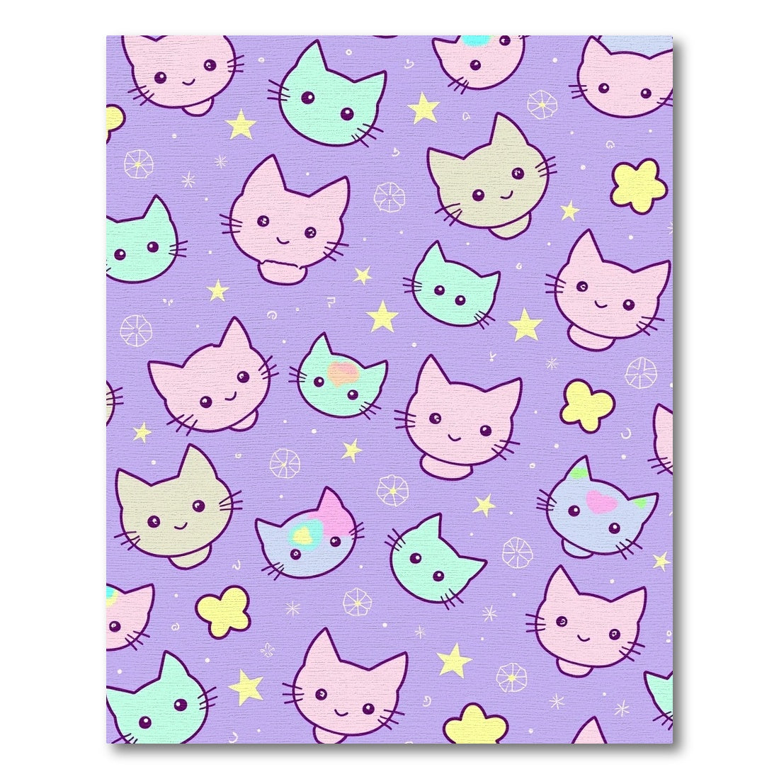 Kawaii Pastel Cat Starry Meadow Rug