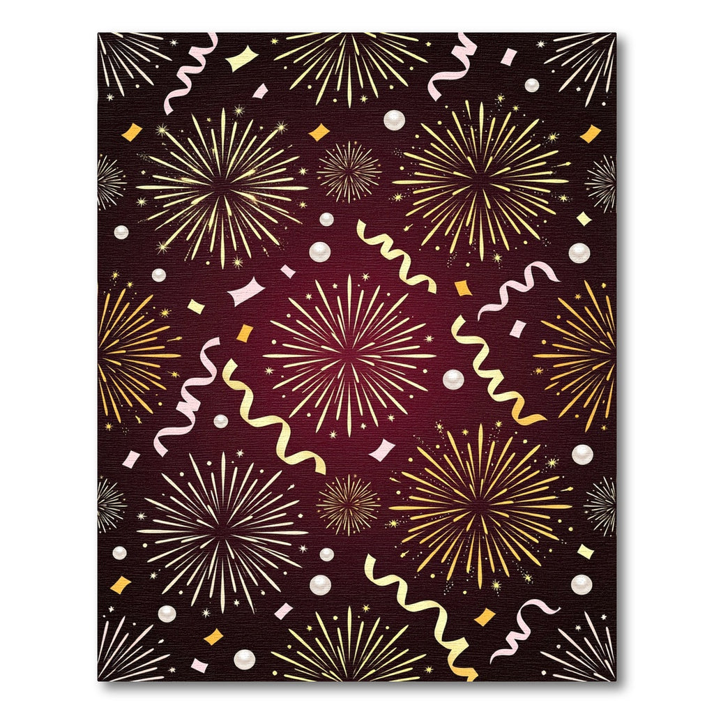 Crimson Festive Fireworks Celebration Rug