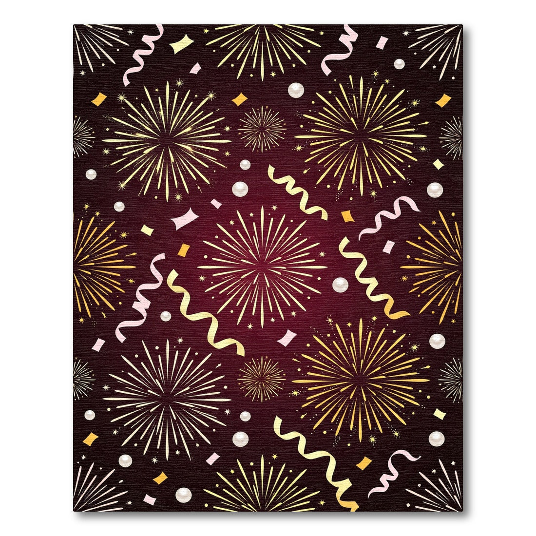 Crimson Festive Fireworks Celebration Rug