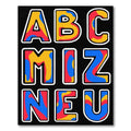 Bold Red Blue Yellow Letter Shapes Rug