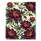 Lush Crimson Peony Botanical Creeping Vine Rug