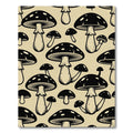 Black and Beige Toadstool Mushroom Illustration Rug