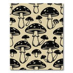 Black and Beige Toadstool Mushroom Illustration Rug
