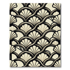 Art Deco Fan Cream Black Wave Rug