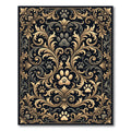 Elegant Gold Paw Flourish Damask Black Rug