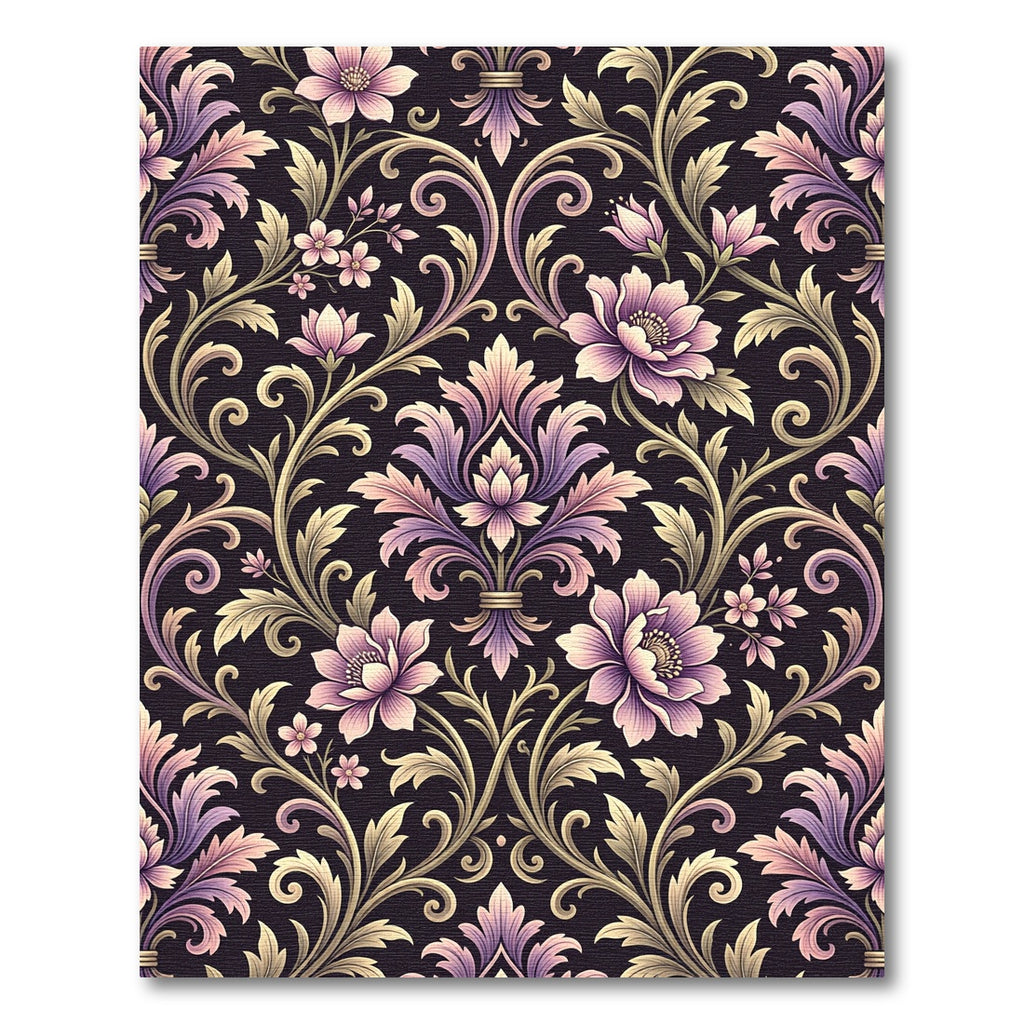 Ornate Lilac Floral Vine Scroll Rug
