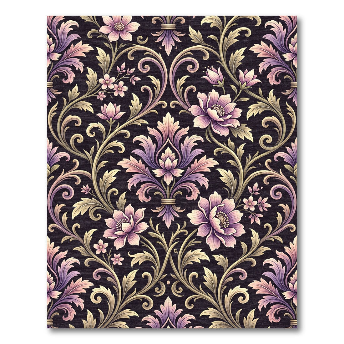 Ornate Lilac Floral Vine Scroll Rug