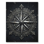 Ornate Black Compass Mandala Rug