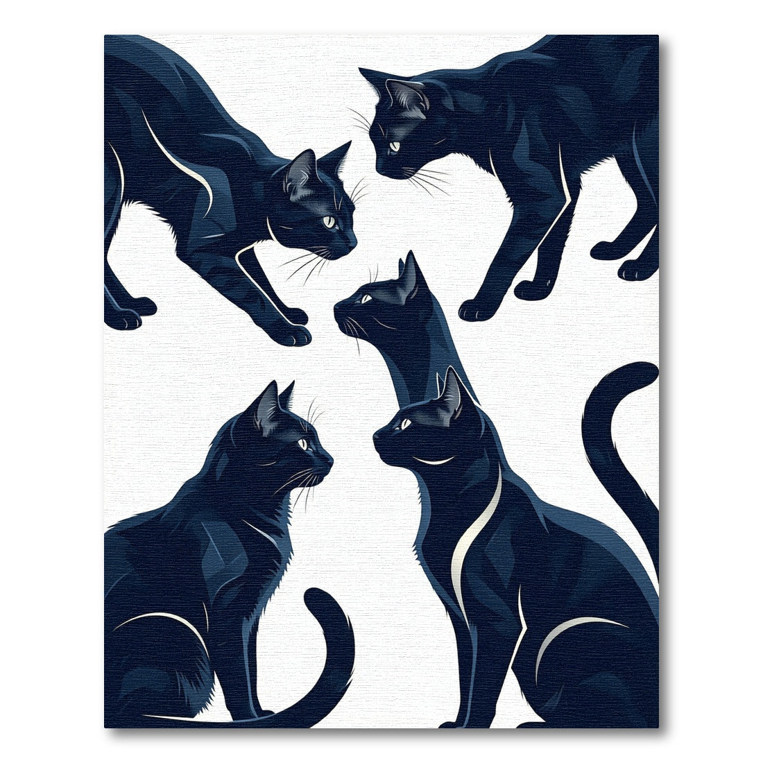 Elegant Black Cats Silhouette Art Rug