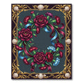 Crimson Carnation Floral Gold Shell Frame Rug
