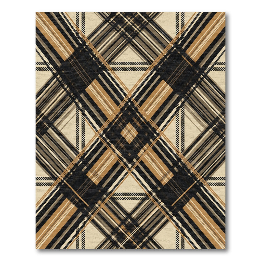 Earthy Brown Diagonal Plaid Geometric Rug