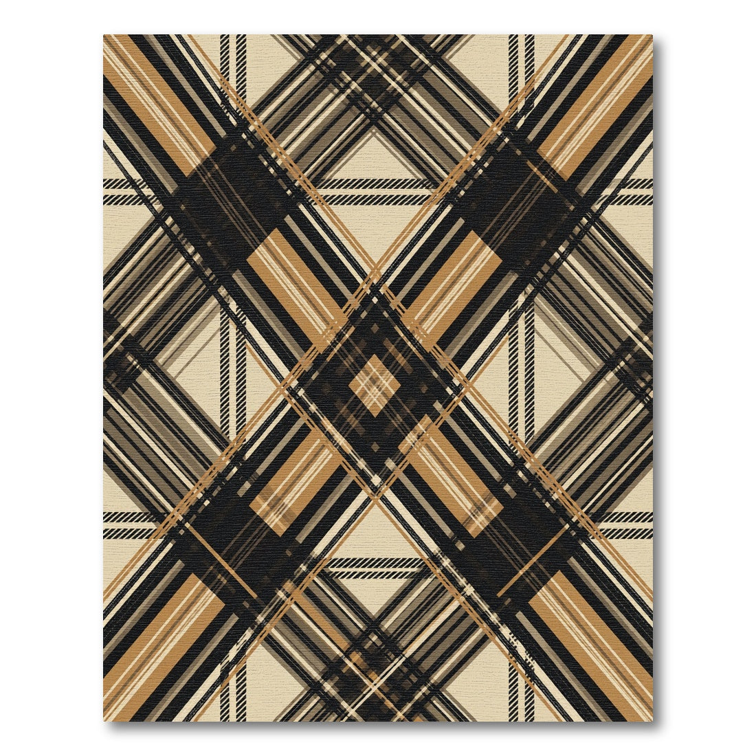 Earthy Brown Diagonal Plaid Geometric Rug