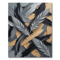Abstract Gray Feather Gold Brushstroke Rug
