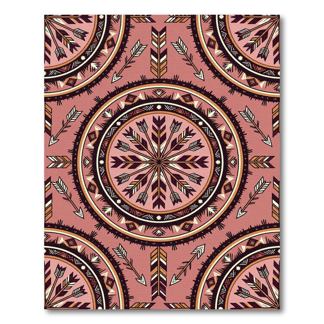 Rustic Boho Arrow Mandala Medallion Rug