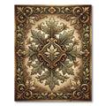 Ornate Gold Green Leaf Scroll Rug