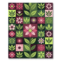 Modern Botanical Sage and Rose Grid Rug