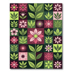 Modern Botanical Sage and Rose Grid Rug