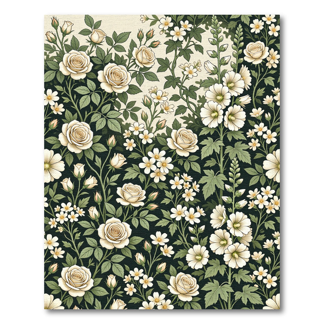 Cream Rose and White Meadow Floral Rug