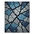 Fragmented Teal Gray Stone Surface Rug