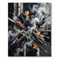Industrial Black Gold Abstract Smoke Art Rug