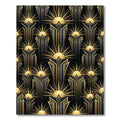 Art Deco Black and Gold Sunburst Rug