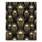 Art Deco Black and Gold Sunburst Rug