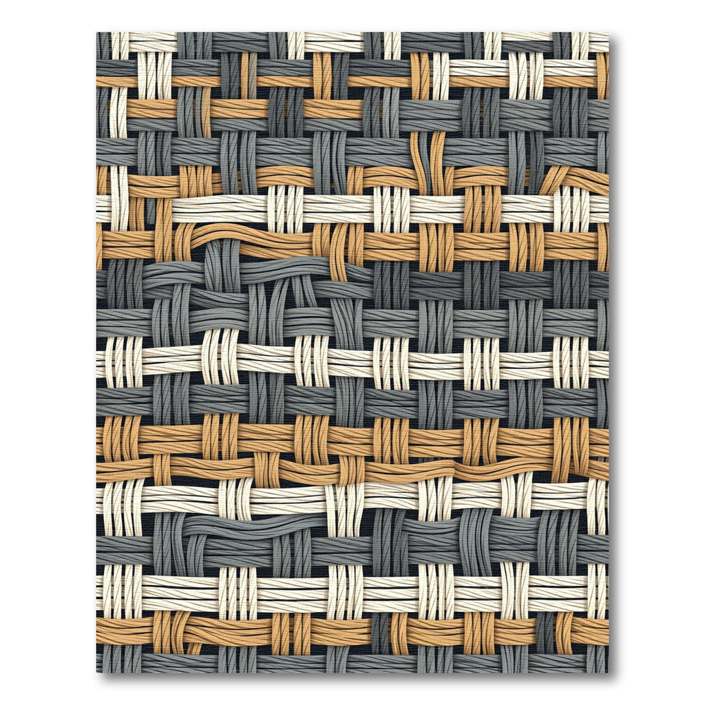 Woven Earthy Neutral Grid Texture Rug