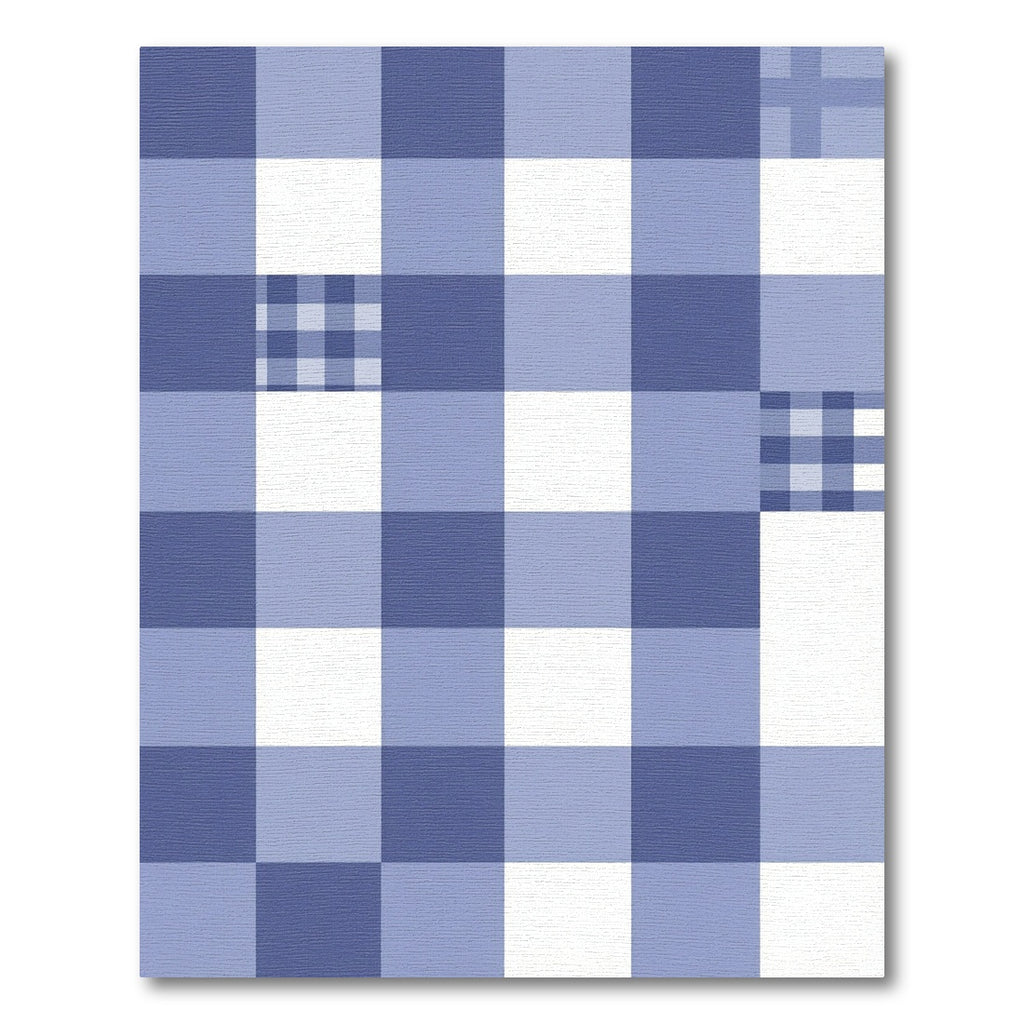 Classic Blue Gingham Checkered Squares Rug