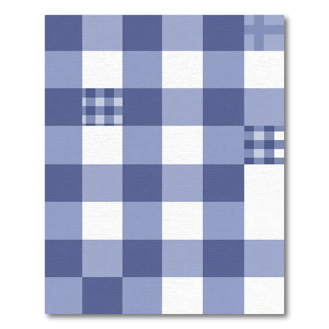 Classic Blue Gingham Checkered Squares Rug