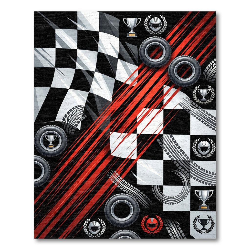 Dynamic Checkered Racing Flag Speed Rug
