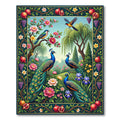 Vibrant Peacock Garden Floral Art Rug