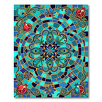 Ocean Blue Pomegranate Peacock Medallion Rug