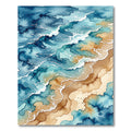 Watercolor Blue Ocean Wave Shoreline Rug