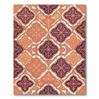 Rich Crimson Teal Quatrefoil Pattern Rug