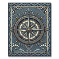 Vintage Navy Compass Nautical Wave Art Rug