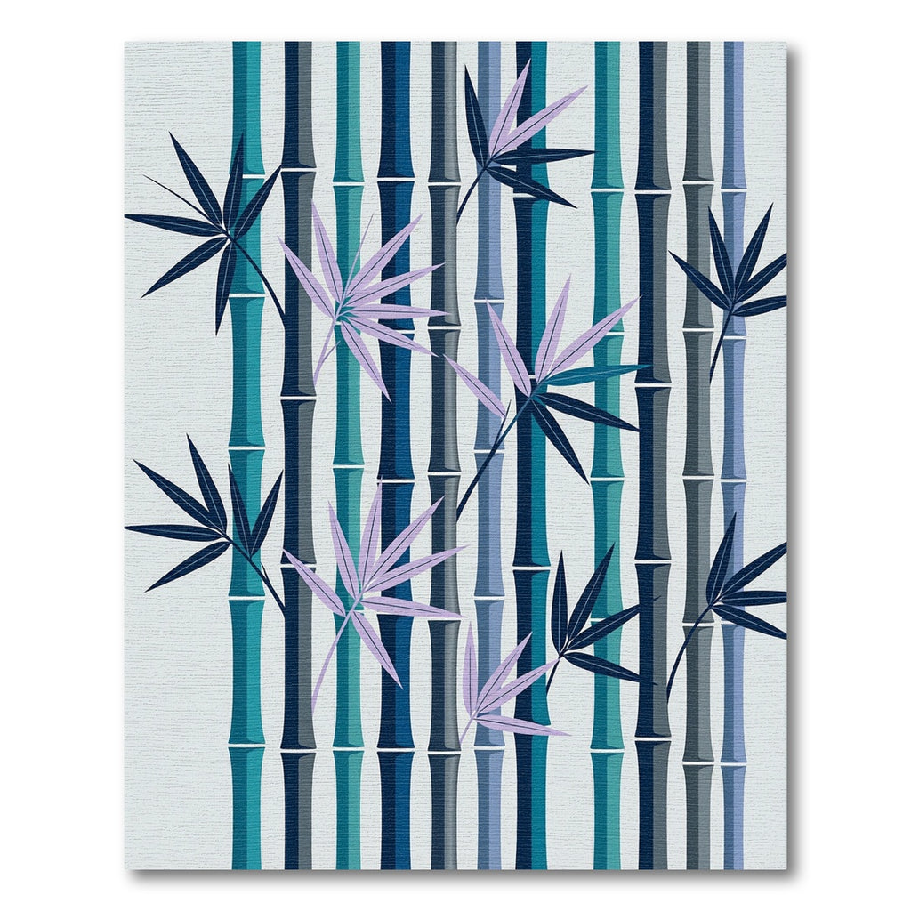 Cool Blue Bamboo Leaves Rug