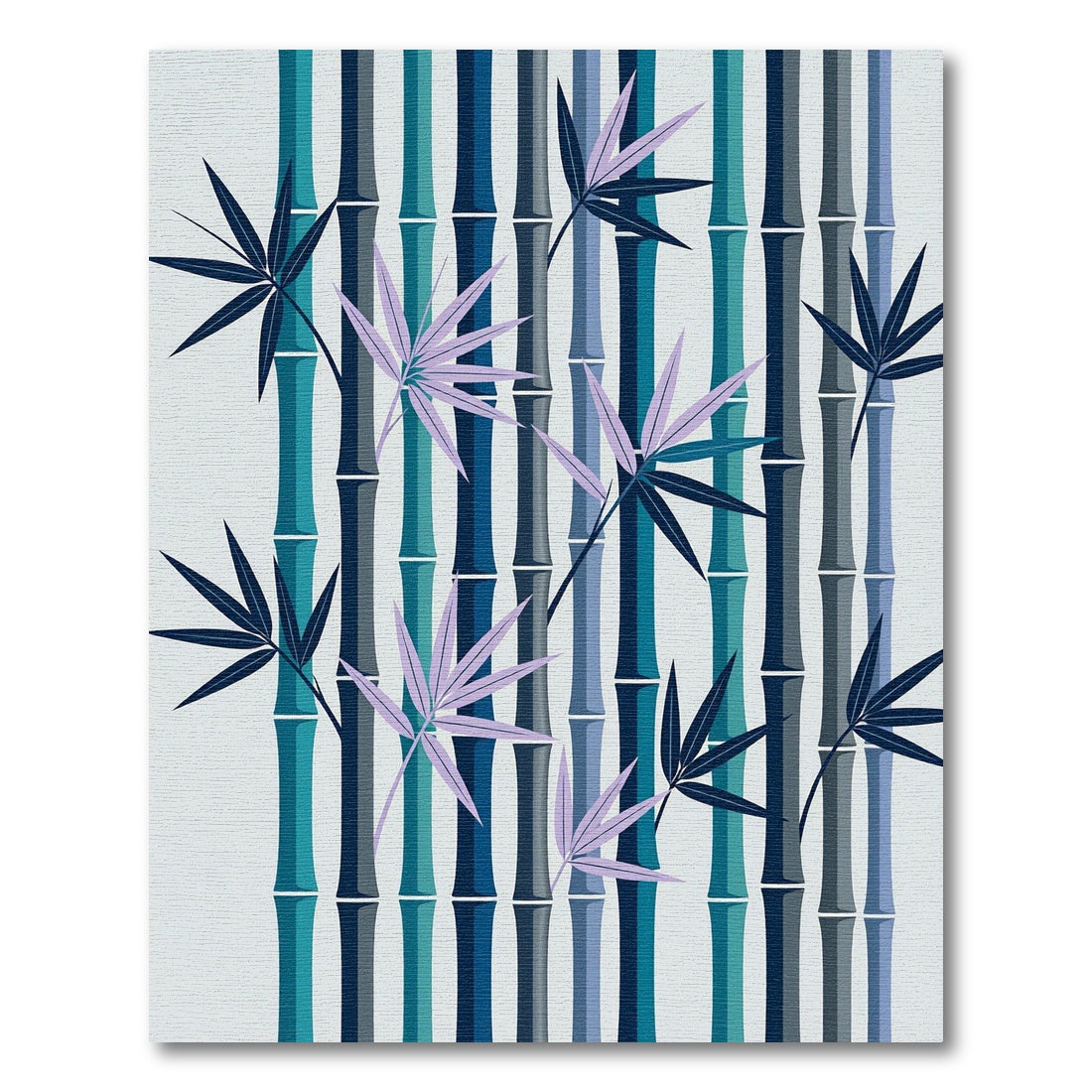 Cool Blue Bamboo Leaves Rug