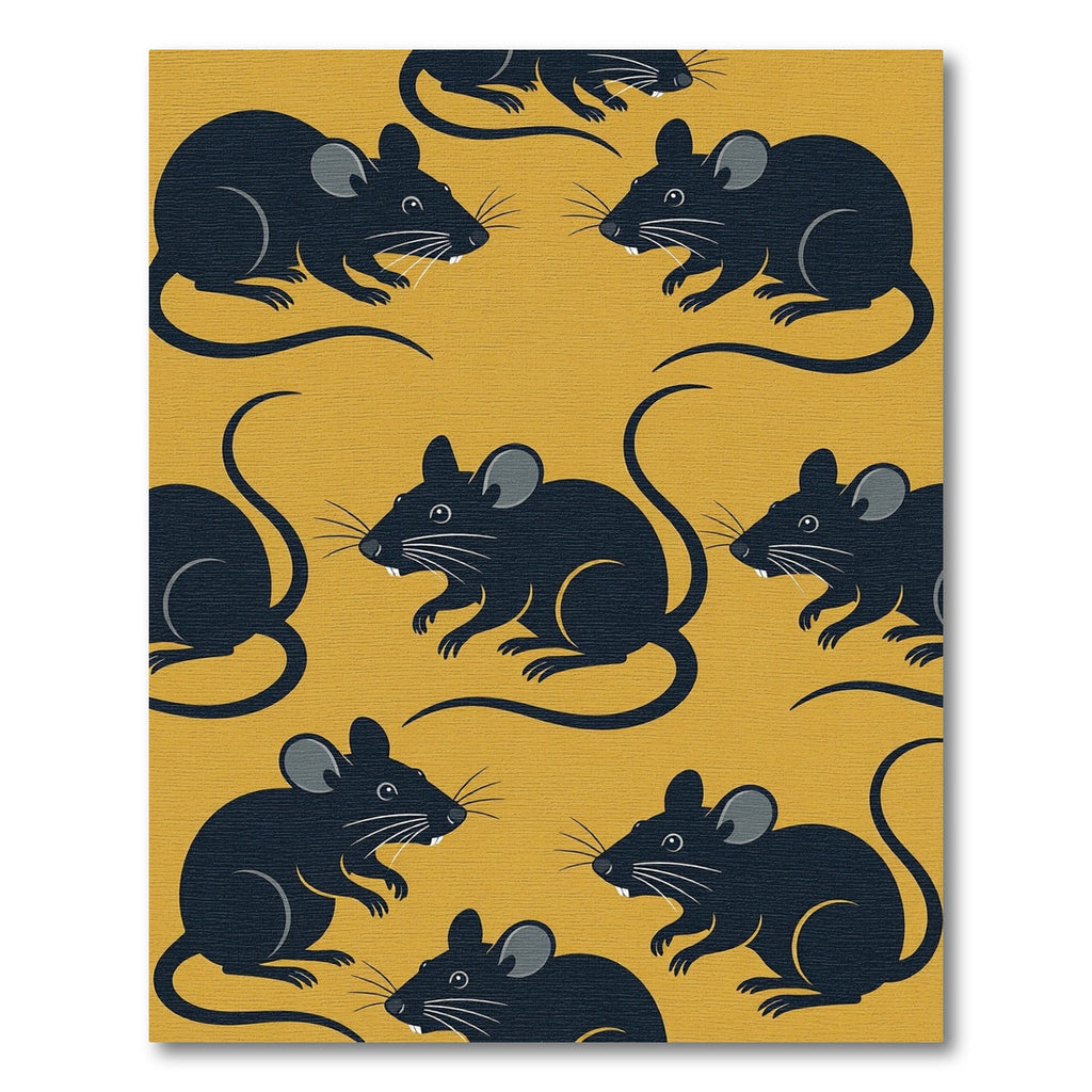 Whimsical Mustard Yellow Mouse Illustration Rug